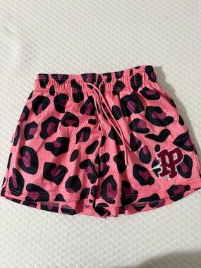 Pink Leopard Print Athletic Shorts